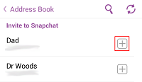 Add Snapchat friend from address book screen