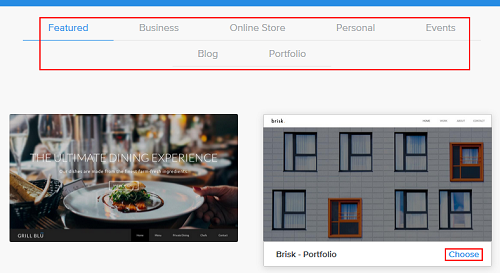 Choose from Weebly templates