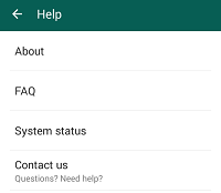 WhatsApp help settings