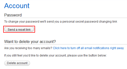 Button for changing your SoundCloud password