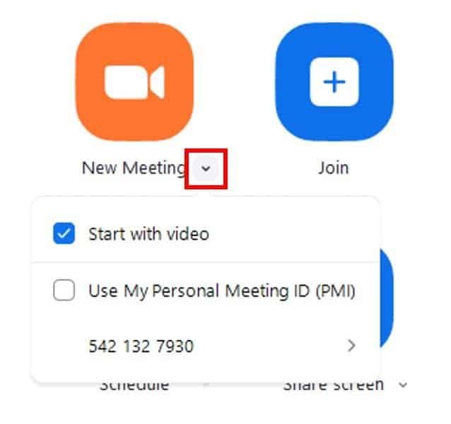 Desktop client new meeting arrow button