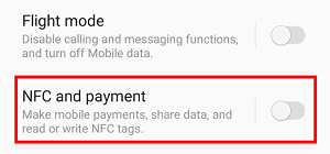 NFC enabled toggle