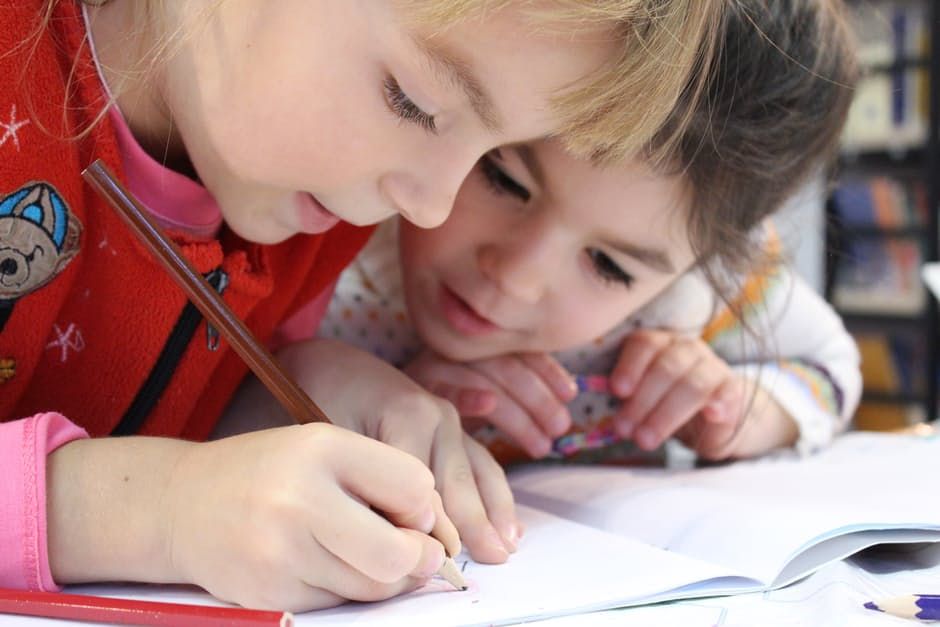 Children working at school