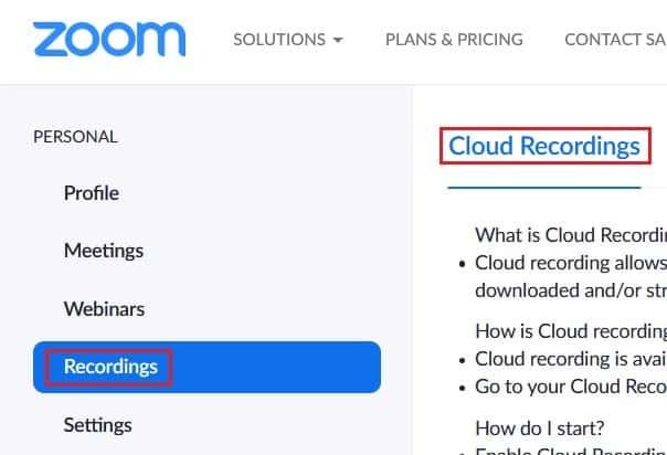 View a list of your Zoom cloud recordings