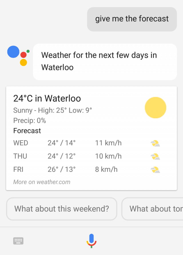 Google Assistant updating dynamic information