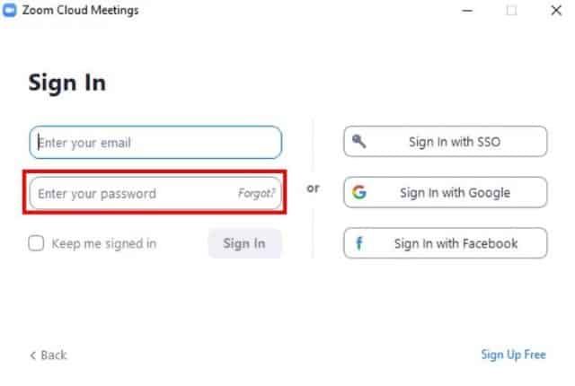 Sign in password protection