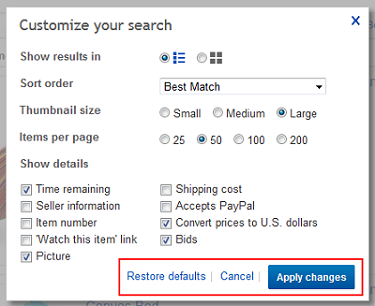 Click Apply Changes to change the way your results are displayed