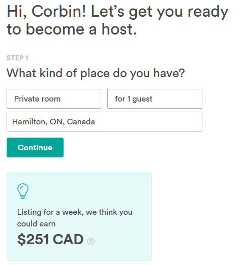 Starting the hosting process on Airbnb