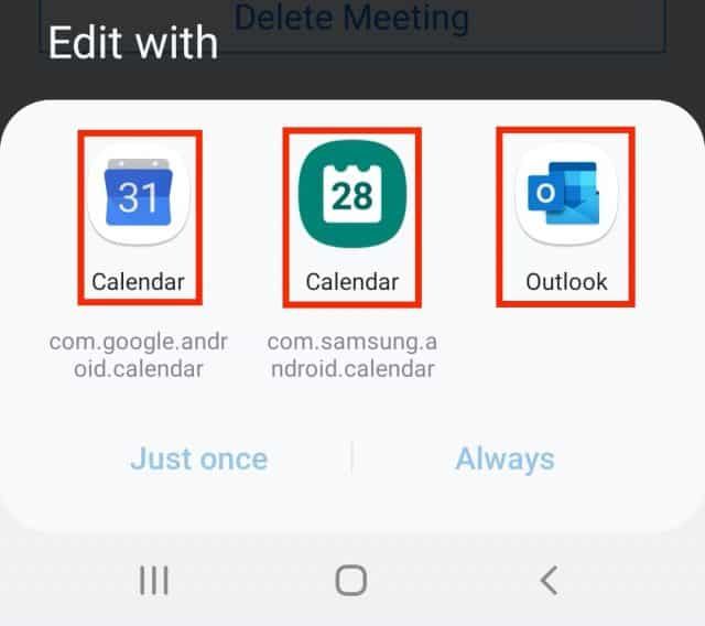 Calendar app options