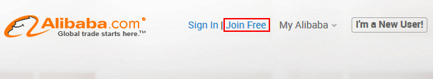 Alibaba screenshot of Join Free button in header