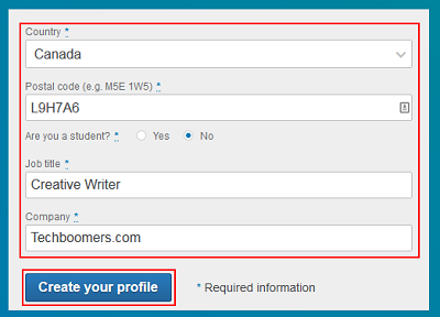 Enter basic information about yourself in the form