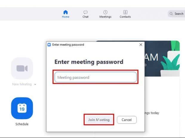 Zoom meeting with password being required