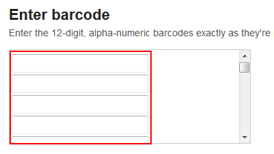 Enter StubHub ticket bar code numbers