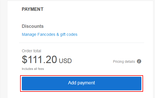 Adding a payment option to StubHub