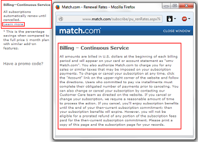 Match.com billing terms