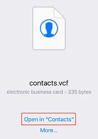 Open in Contacts button