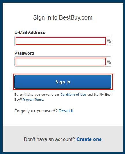 BestBuy.com sign-in form