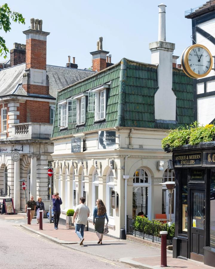 Tunbridge Wells High Street in spring sunlight