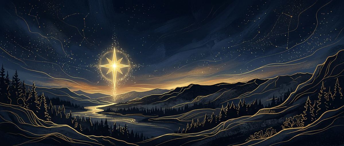 A star rising over a horizon at dawn, representing the ascendant or rising sign in astrology.