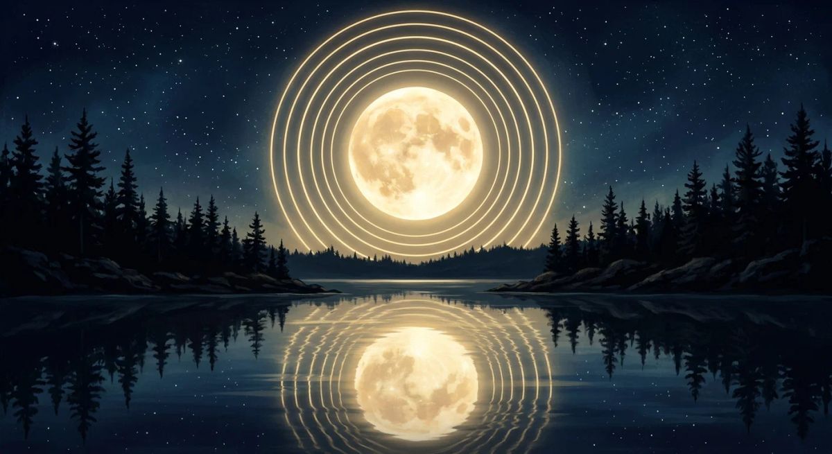 A radiant golden full moon representing the Leo moon sign.