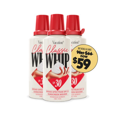 three bottles of vacation classic whip spf 30