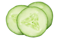 three slices of cucumber