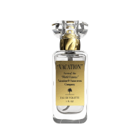 a bottle of vacation scent of the world famous vacation sunscreen company