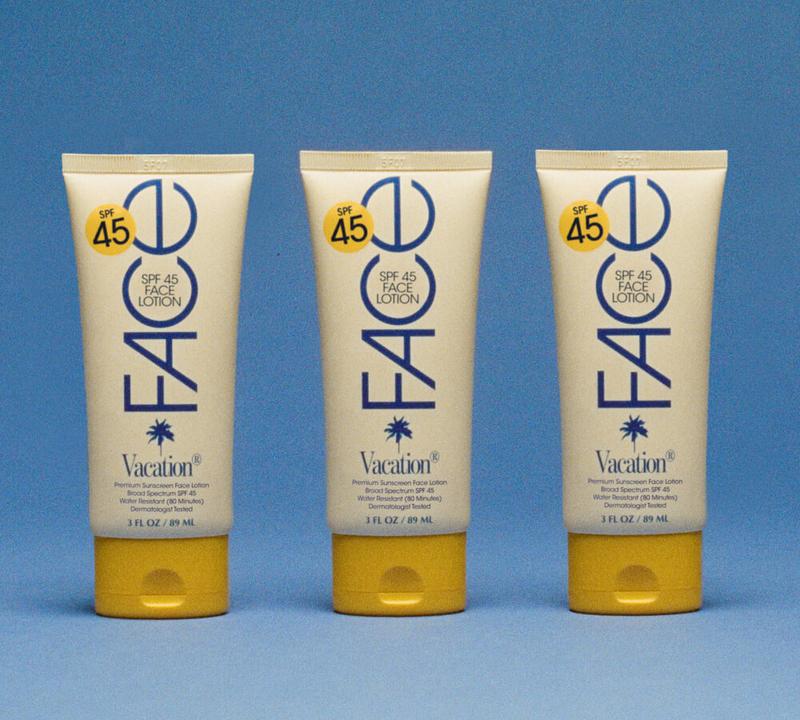 Three tubes of Vacation SPF 45 Face Lotion