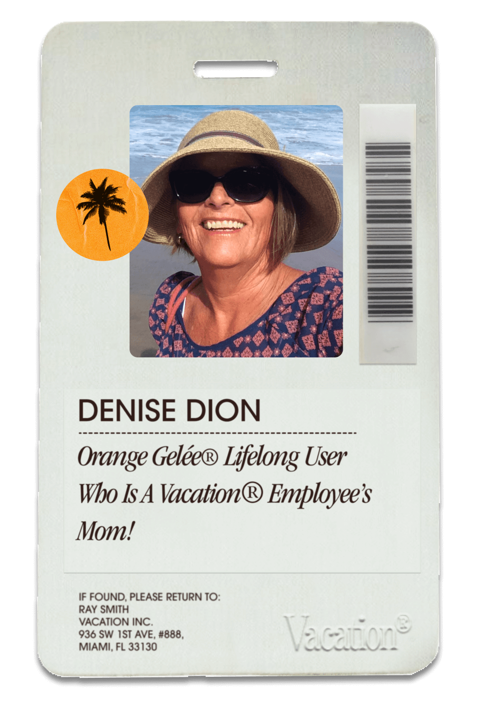 an ID badge for Denise Dion