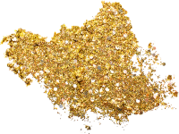 a pile of gold powder on a white surface