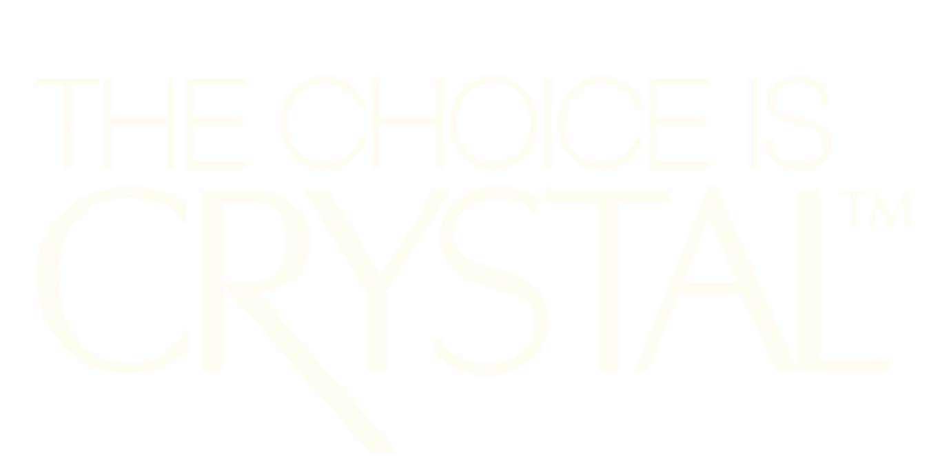 the choice is crystal logo on a black background