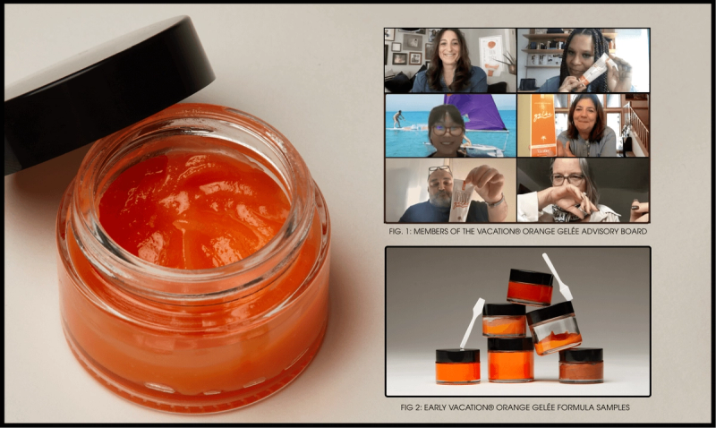 a jar of orange gelée, the Advisory Board on a video call