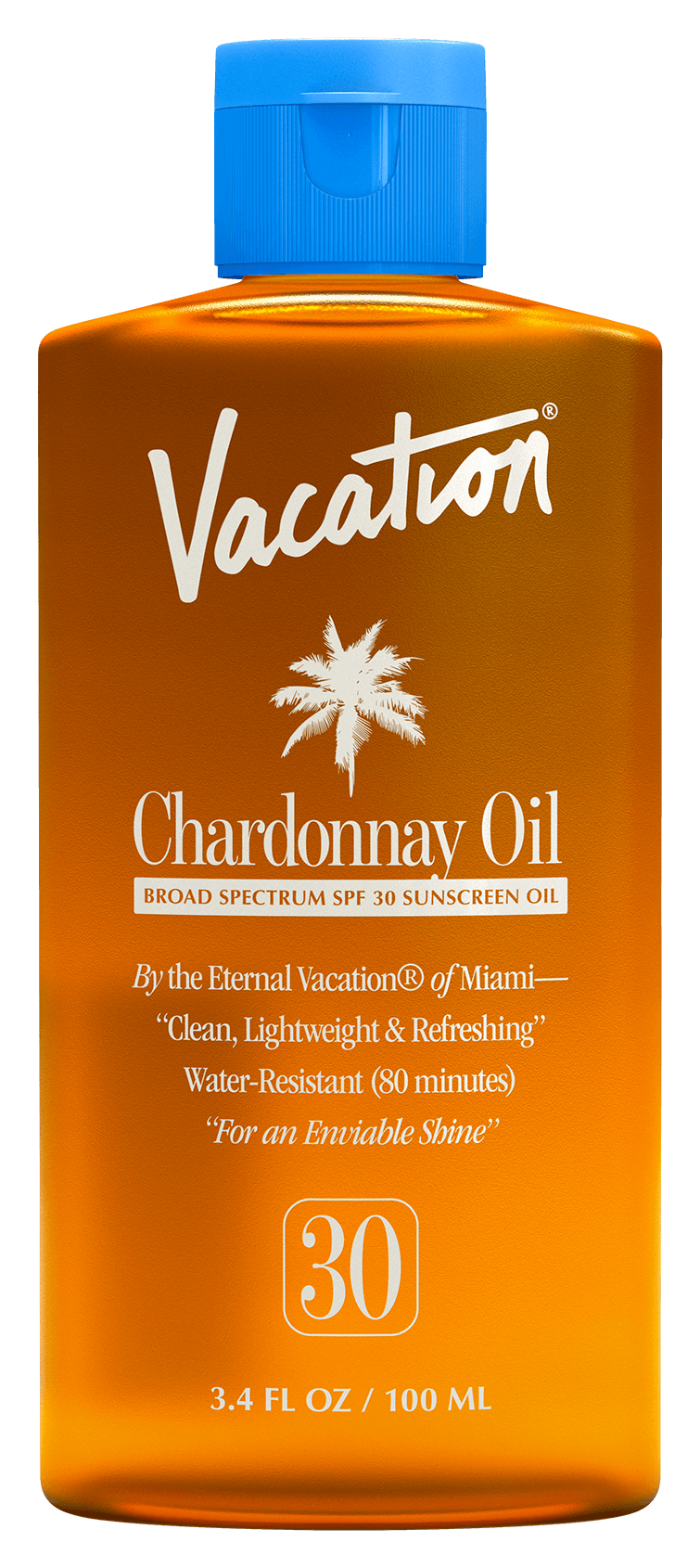 a bottle of vacation chardonnay oil spf 30 sunscreen oil