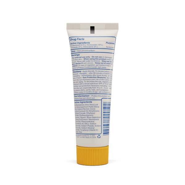 the back of a tube of sunscreen shows the ingredients