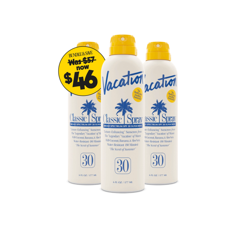 three bottles of vacation classic sun spray