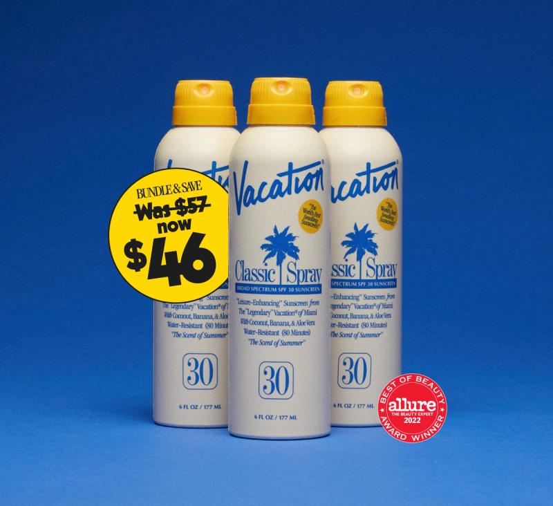 3 cans of Vacation® Classic Spray SPF 30 with an Allure Best of Beauty seal