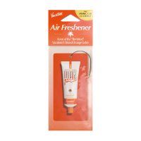 Vacation brand air freshener shaped like a tube of Orange Gelée sunscreen, in retail packaging.