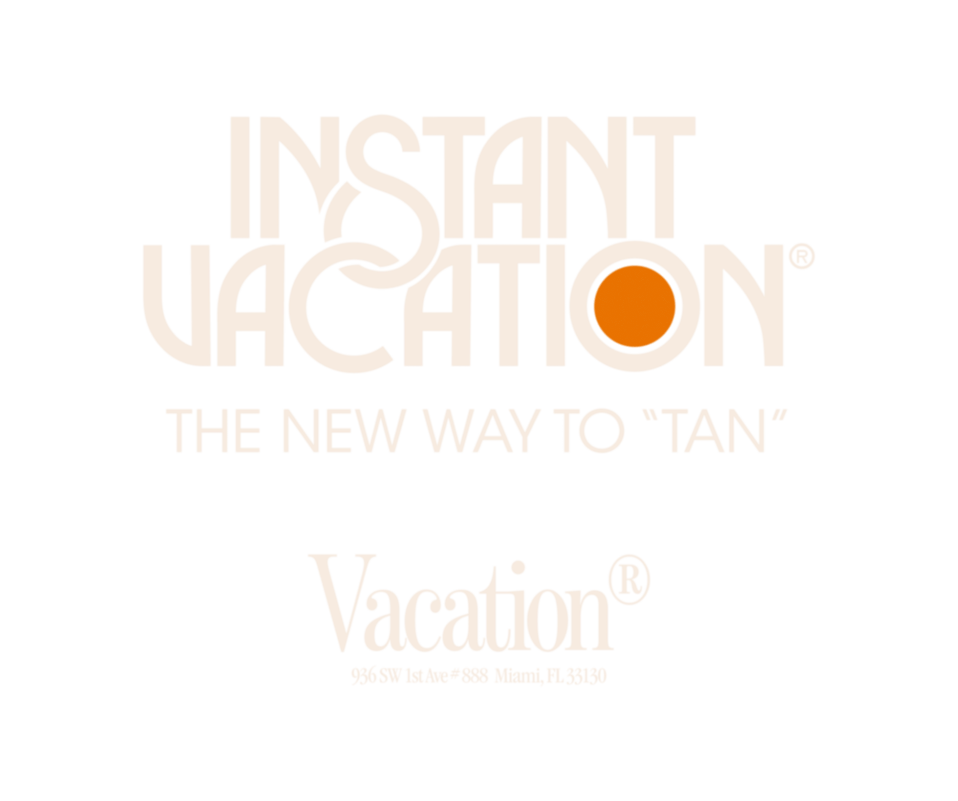 a logo for instant vacation the new way to tan