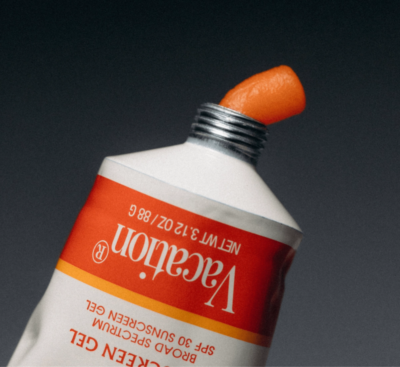 a tube of vacation broad spectrum sunscreen gel