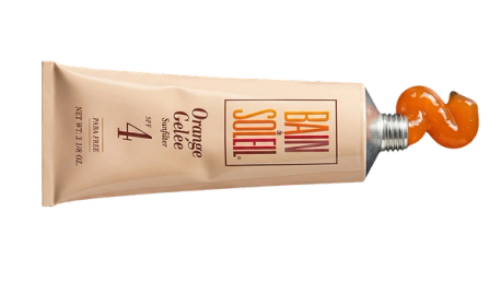 Tube of Bain de Soleil Orange Gelée Sunfilter SPF 4 with orange gel squeezed out.