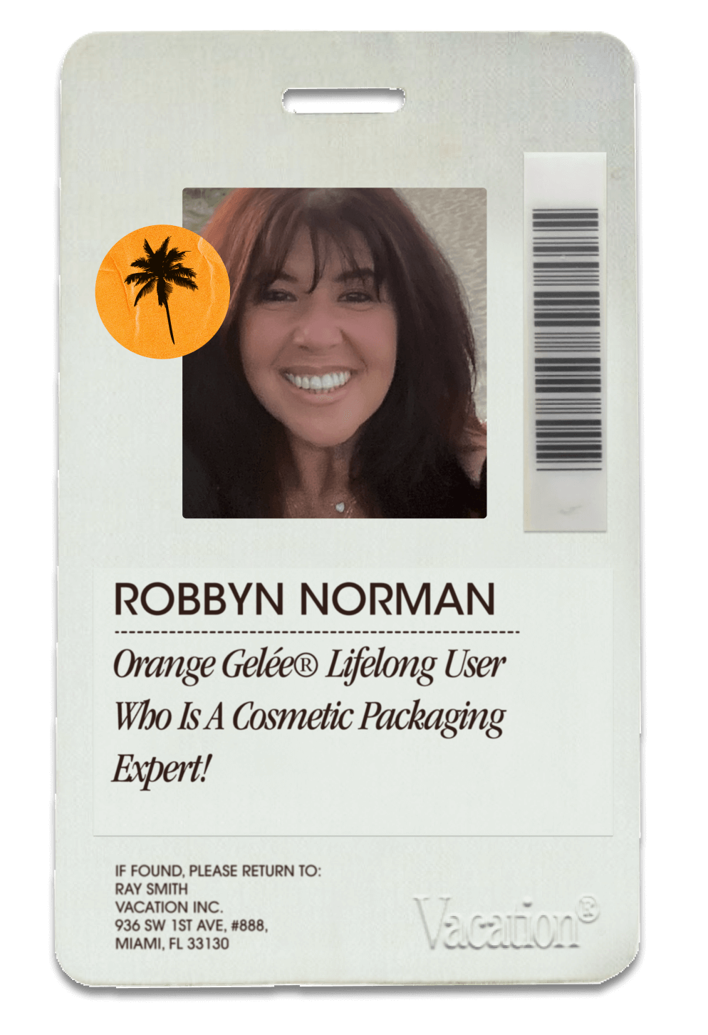 an ID badge for Robbyn Norman
