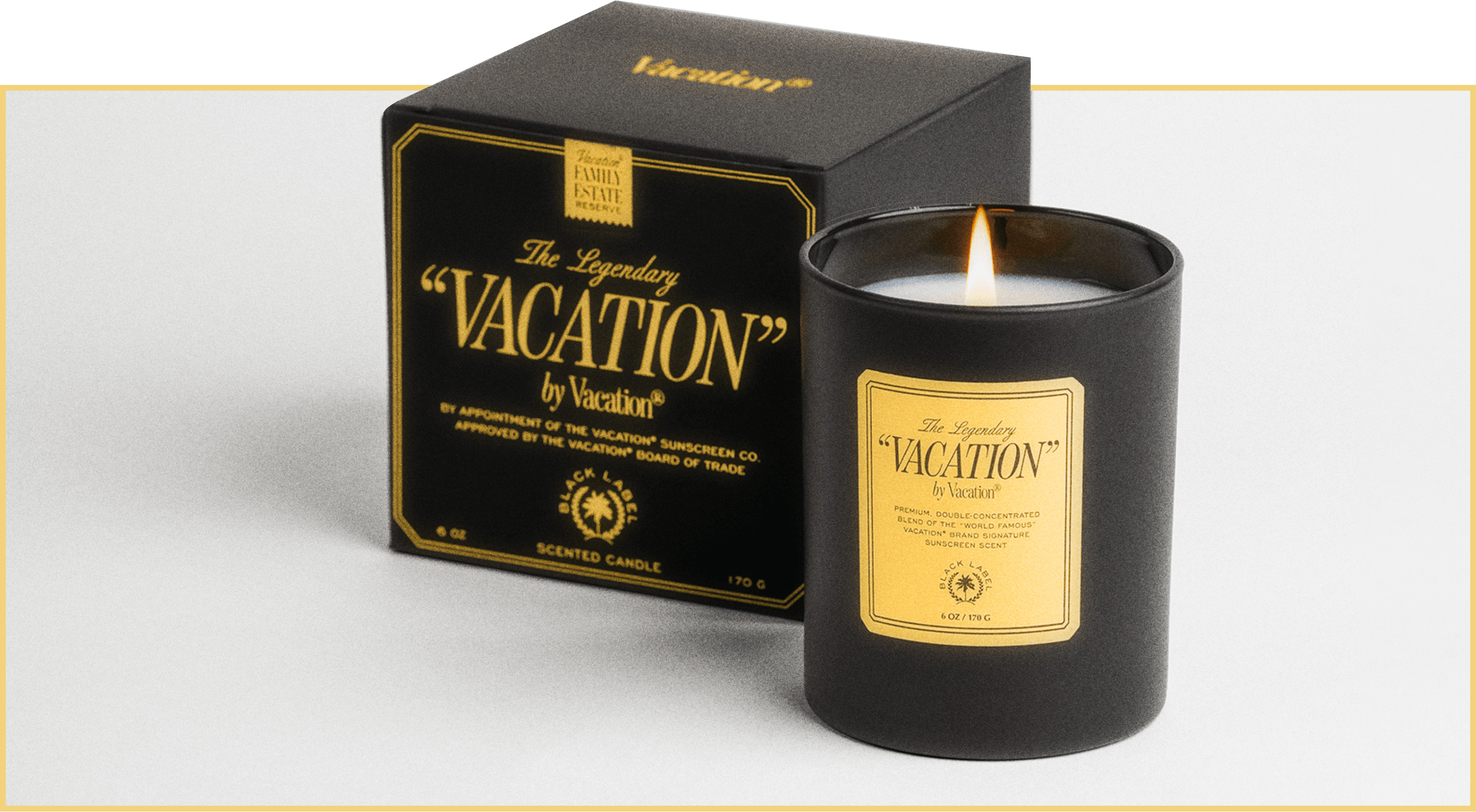 a scented candle called the legendary vacation by vacation