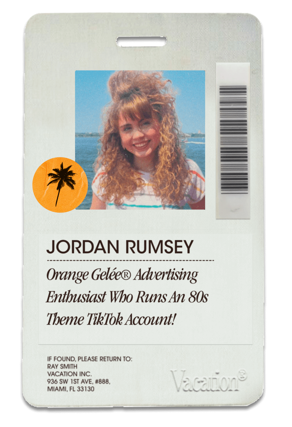 an ID badge for jordan rumsey