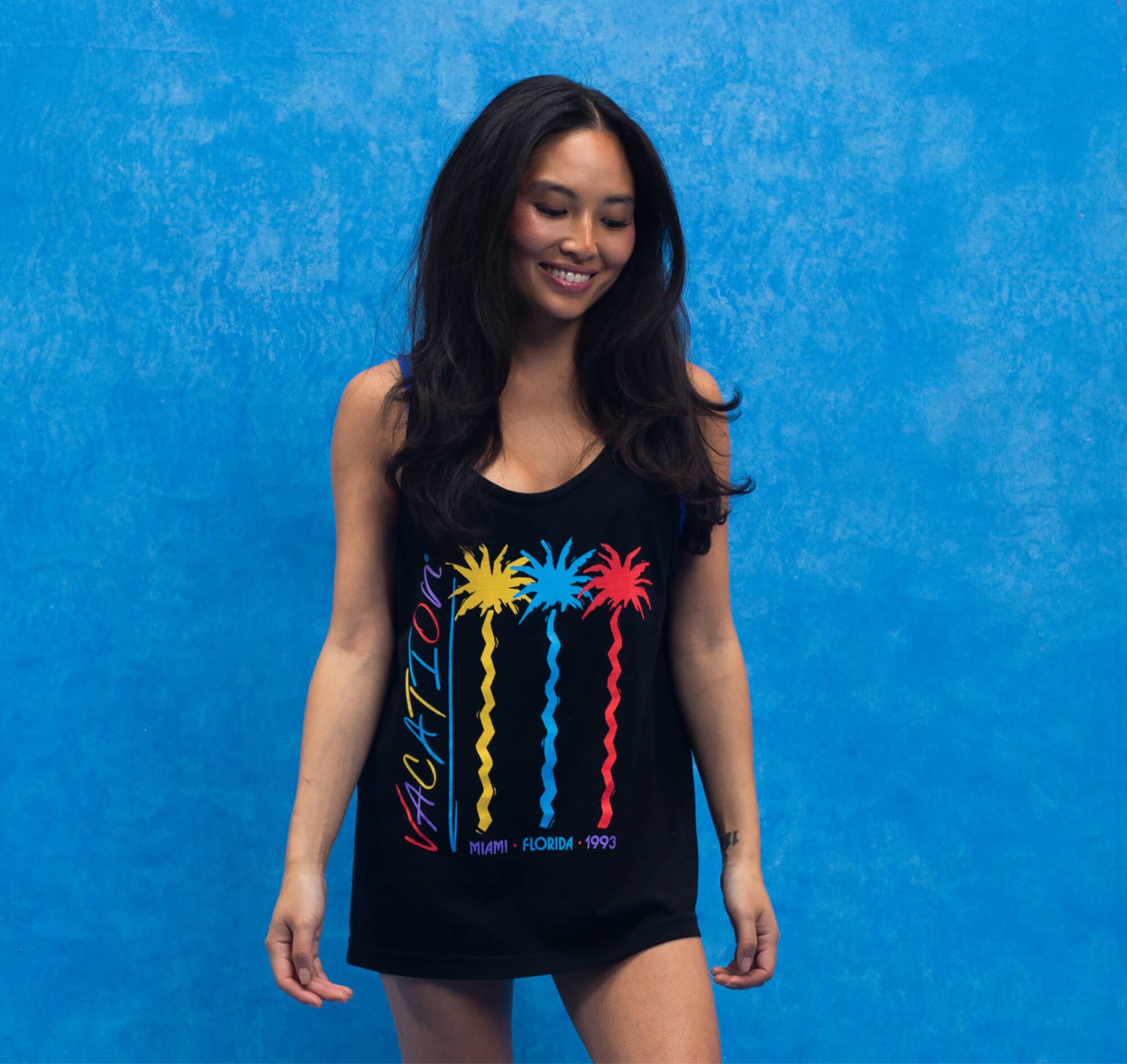 Vacation® Jazz Palms Black Sleeveless Shirt | The Worlds Best