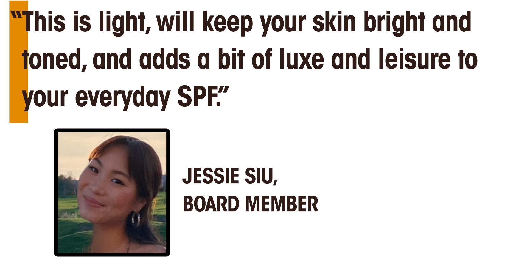 a picture of a woman with a quote from jessie siu board member