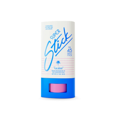 a blue and white vacation super stick face stick