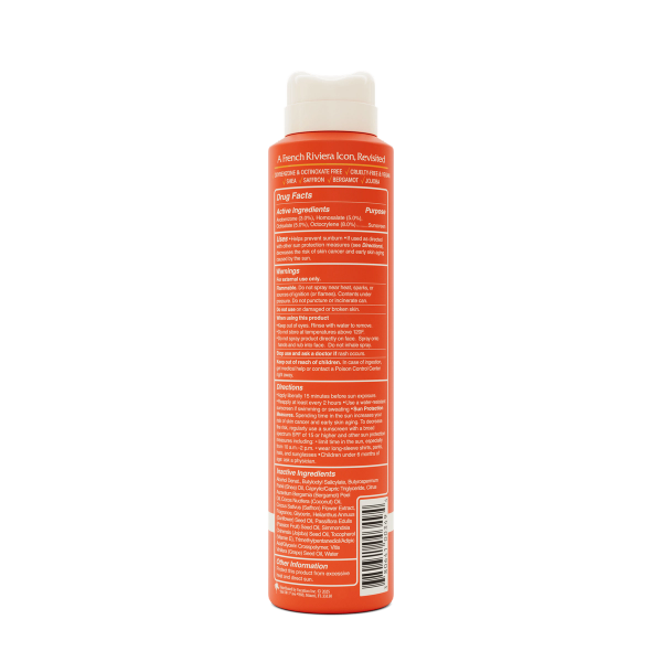 the back of a bottle of Orange Gelée Spray Oil