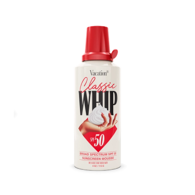 a bottle of vacation classic whip spf 50 sunscreen mousse