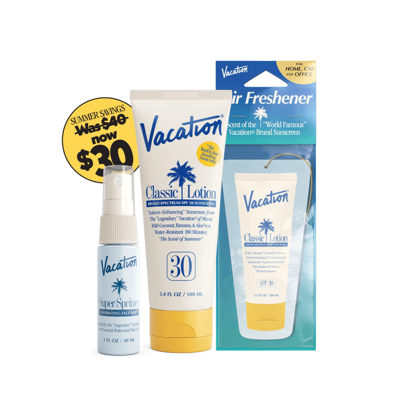 Vacation® Summer Leisure Pack - Sunscreen, Spritzer, & Two Air Fresheners