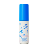 a blue and white bottle of vacation super spritz